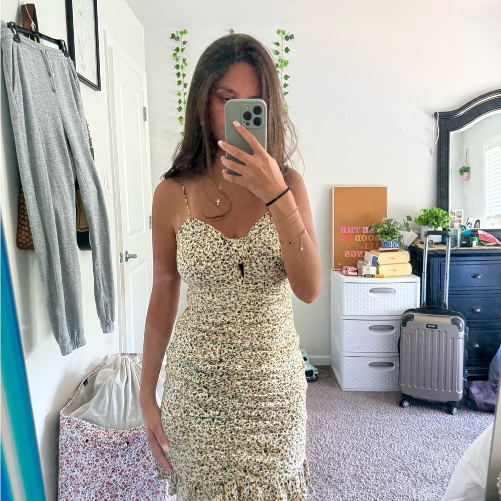 Zara Cream Floral Mini Dress